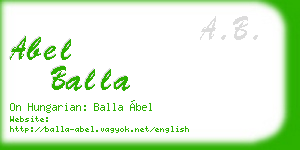 abel balla business card